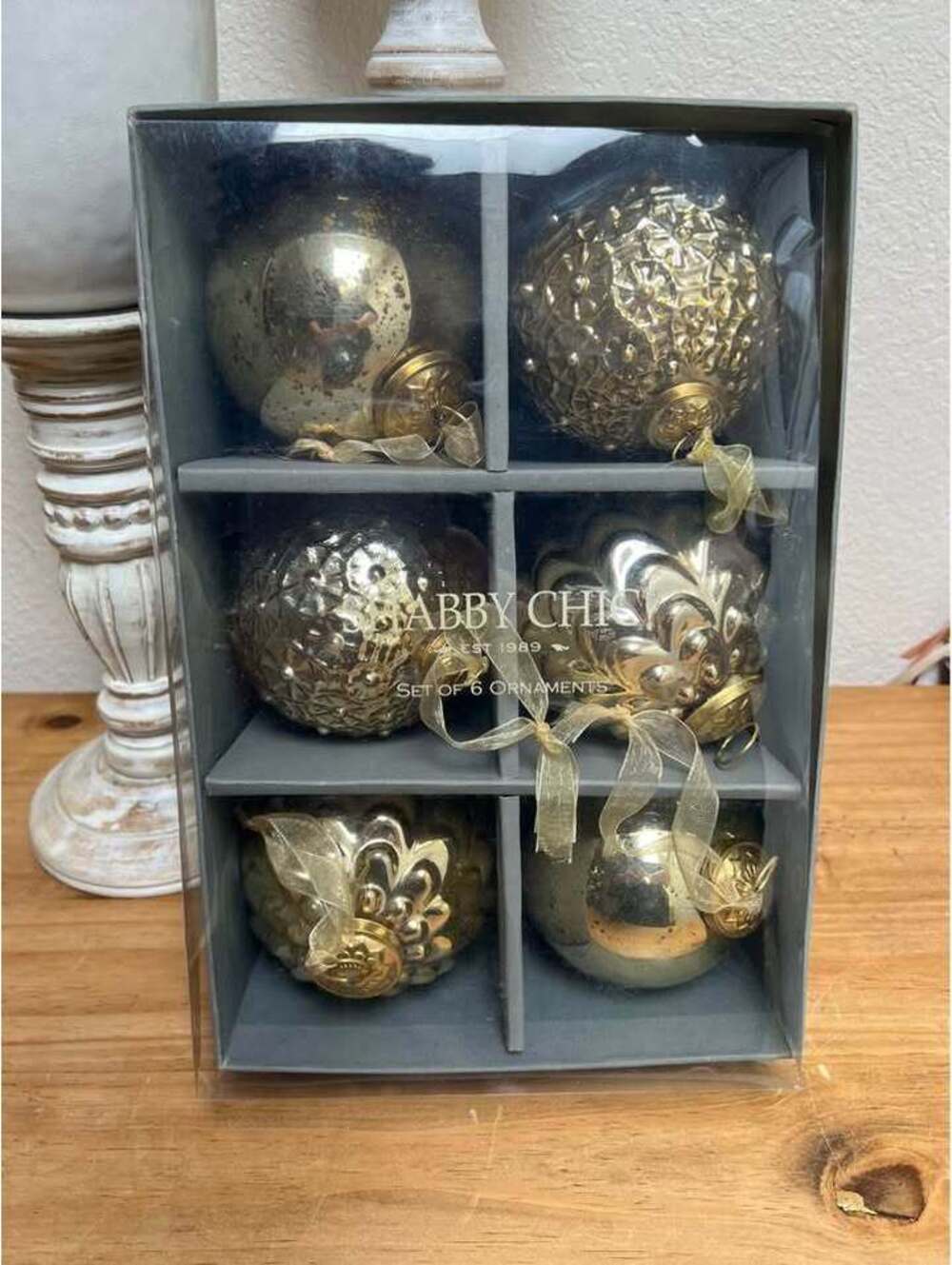 Vintage Style 4” Gold Mercury Glass Christmas Ornaments